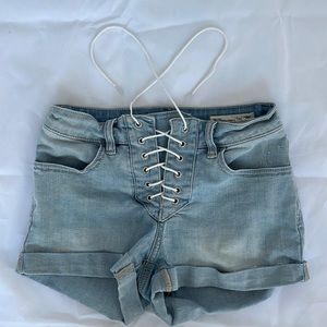 Pacsun Super Stretch High Rise Lace Up Micro Shorts